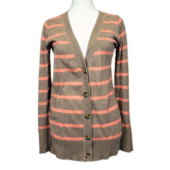 Retro Inspired Mossimo Button Up Cardigan Sweater Womens Small Striped Preppy - Picture 1 of 8